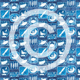 FABArt Design - Showcase SA Designer Carmen Anderson - Frutti di mare on dark denim blue