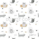 Fabart Design - Showcase Sa Designer Shirley Labuschagne White Dogs & Cats Fabric